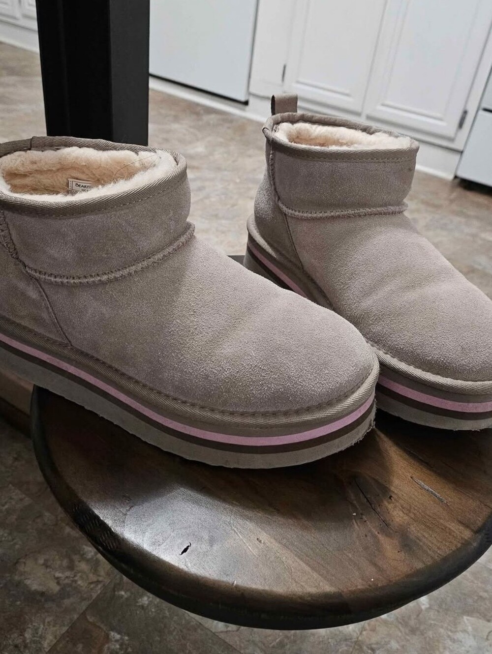Bearpaw Cozy Suede Platform Ankle Boots with Fur Lining
